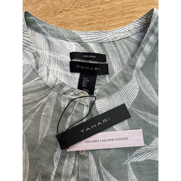 NWT Tahari 100% Linen Botanical Floral Workwear Sleeveless Top Size Small - Picture 7 of 7
